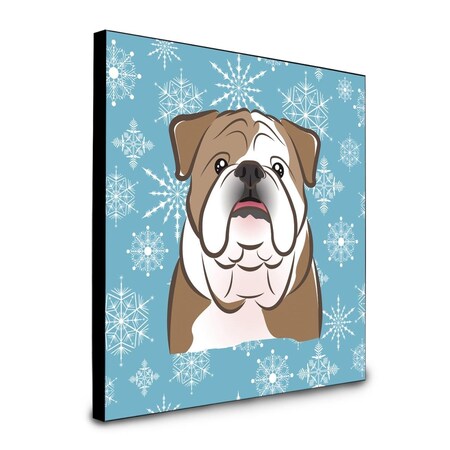 Carolines Treasures 8 x 8 x 0.625 in. Snowflake English Bulldog Artwork Panel Wall Decor BB1653UP88